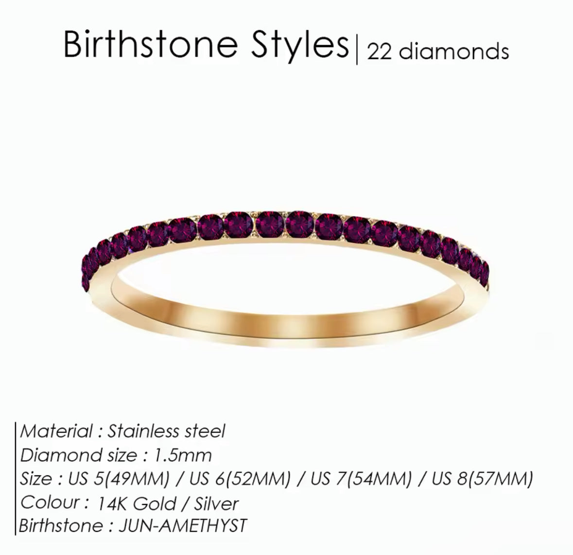 Birthstone Rings SIZE 8