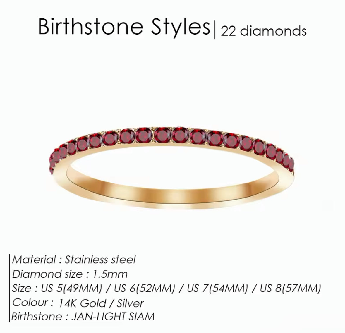 Birthstone Rings SIZE 8