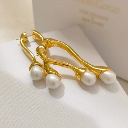 Pearl Drop Down Earrings