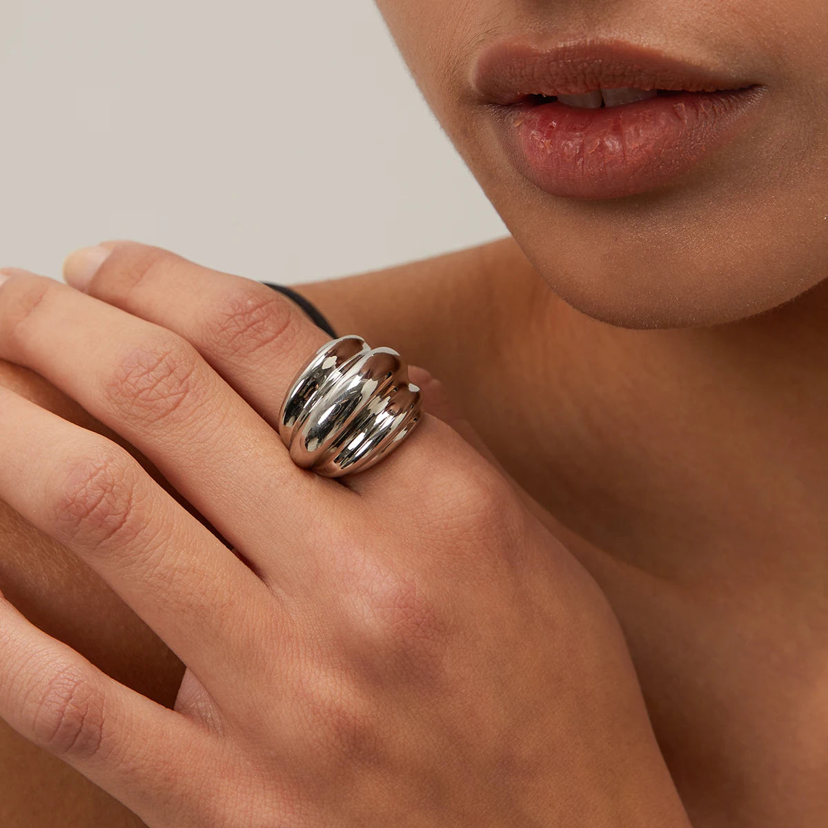 Textured Drop Shape Ring