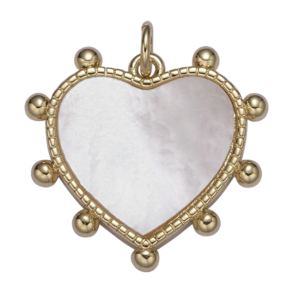 White Pearled Heart Charm