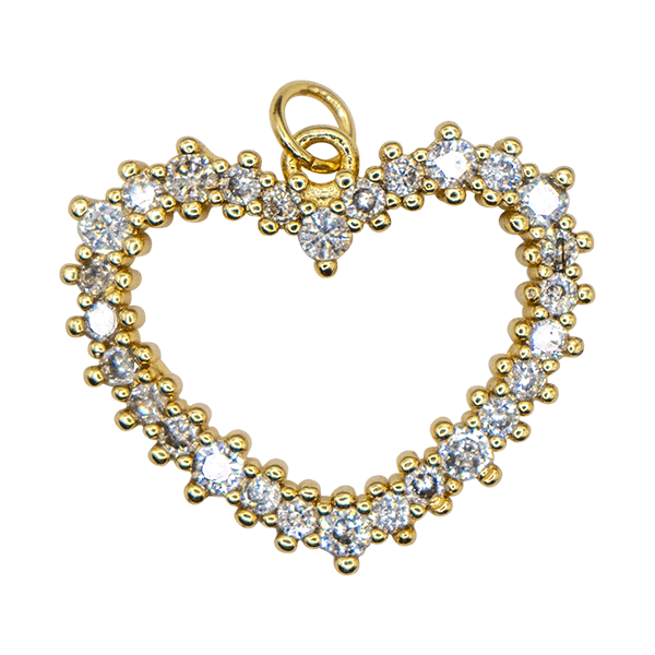 Open Zirconia Heart Charm